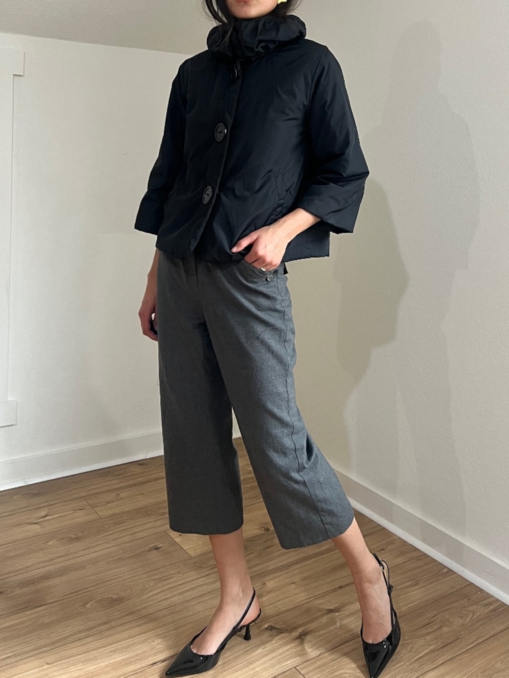 Vintage Wool Wide leg Cropped Y2K Trousers